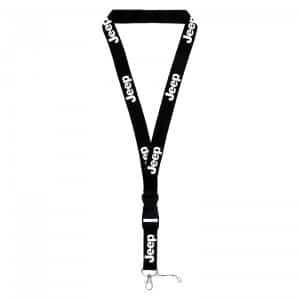 Universal White Jeep Logo On Black Keychain Lanyard (Licensed) - GoodSpeedUSA