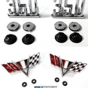 Pair "350" & V- Flag Front Side Fender Emblems For 1965-67 Nova Chevelle Impala - GoodSpeedUSA