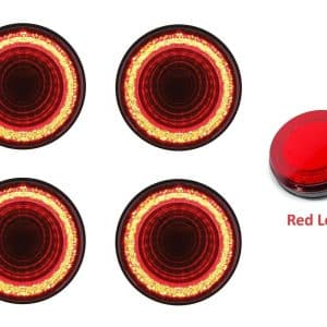 (Set/4) Round 4" LED "MIRAGE" Stop, Turn & Tail Lights - Red LED/Red Lens- S/T/T - GoodSpeedUSA