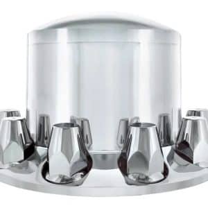 United Pacific Semi Chrome Dome Axle Cover Hub Cap Kit 33mm Thread On Lug Nuts - GoodSpeedUSA