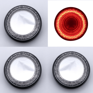 (Set/4) 4" Round "MIRAGE" Stop, Turn & Tail Lights - Red LED/Clear Lens - S/T/T - GoodSpeedUSA