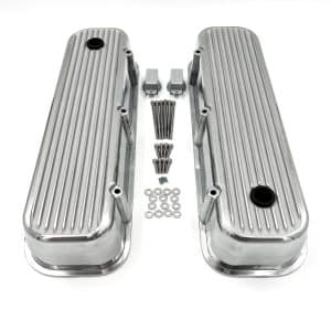 Pair Polished Tall Finned Aluminum Valve Covers For BBC 396 402 427 454 502 - GoodSpeedUSA