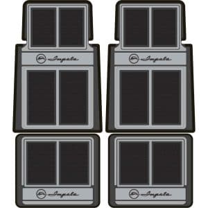 Black & Gray Rubber Floor Mat Set For 1958-1996 Chevy Impala (Licensed) - GoodSpeedUSA