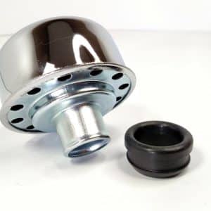 Chrome Round Push In Breather w/ Grommet for 1-1/4" Hole Valve Cover - GoodSpeedUSA