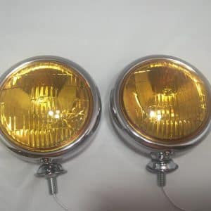 (2) Pair 6 VOLT 5" Vintage Style Chrome Fog Lights Amber Lens Lamps - GoodSpeedUSA