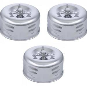 (Set/3) Chrome Louvered 2 BBL Barrel Air Cleaners w/ Tri-Bar Nut & 2 5/8" Neck - GoodSpeedUSA