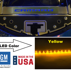 Carbon Fiber Front Header Plate w/ Yellow LED "CAMARO" Logo For 2016-2020 Camaro - GoodSpeedUSA