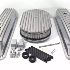 Finned Aluminum Valve Covers For Small Block Chevy w/ 15'' Air Cleaner - GoodSpeedUSA
