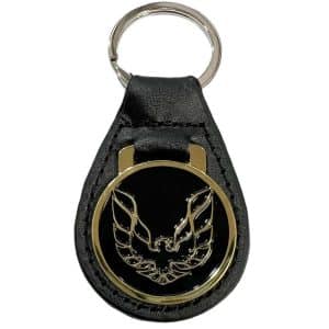 Gold Pontiac Firebird Trans Am Leather Keychain Ring Fob - GoodSpeedUSA