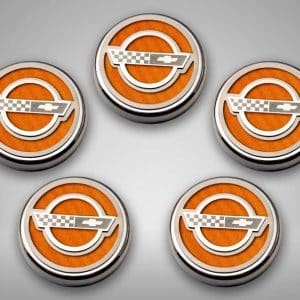 American Car Craft C4 Corvette Fluid Cap Set Auto Trans Orange Carbon Fiber - GoodSpeedUSA