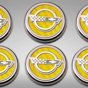 American Car Craft C4 Corvette Fluid Cap Set Manual Trans Yellow Carbon Fiber - GoodSpeedUSA