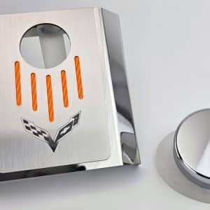 Master Cylinder Cover – 2014–2019 C7 Corvette – Orange Carbon Fiber Inlay - GoodSpeedUSA