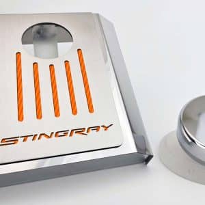 Master Cylinder Cover STINGRAY – 2014–2019 C7 Corvette Auto– Orange Carbon Fiber - GoodSpeedUSA