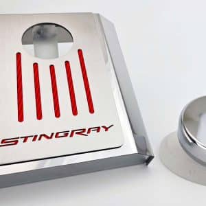 Master Cylinder Cover STINGRAY – 2014–2019 C7 Corvette Auto – Red Carbon Fiber - GoodSpeedUSA