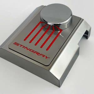 Master Cylinder Cover STINGRAY – 2014–2019 C7 Corvette Manual – Red Carbon Fiber - GoodSpeedUSA