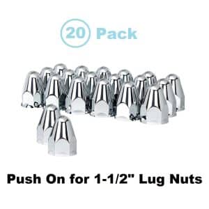 (Set/20) Chrome Bullet Lug Nut Covers w/o Flange 1-1/2" Push-On (2-3/4" Long) - GoodSpeedUSA