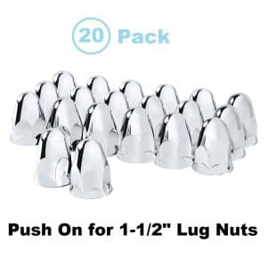 (Set/20) Chrome Bullet Lug Nut Covers w/ Flange 1-1/2" Push-On (2-3/4" Long) - GoodSpeedUSA
