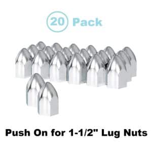 (Set/20) Chrome Bullet Lug Nut Covers w/o Flange 1-1/2" Push-On (2-3/4" Tall) - GoodSpeedUSA