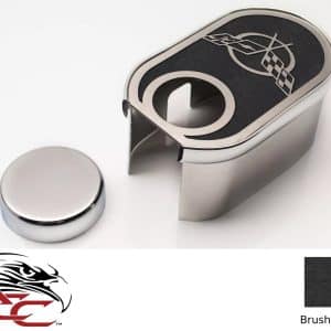 Master Cylinder Crossed Flags Cover w/Cap– 1997–2004 C5 Corvette – Brushed Black - GoodSpeedUSA