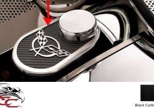 Master Cylinder Crossed Flags Cover w/Cap – 1997–2004 C5 Corvette – Black Carbon - GoodSpeedUSA