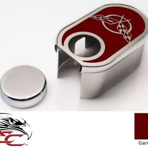 Master Cylinder Cover 'Crossed Flags' w/Cap – 1997–2004 C5 Corvette – Garnet Red - GoodSpeedUSA