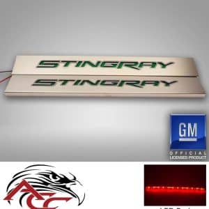 LED Door Sills Brushed Stainless Red – 2014–2019 C7 Corvette – Qty 2 - LED Red - GoodSpeedUSA