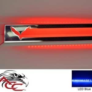 Door Sill Overlays Carbon Fiber – 2014–19 C7/Z06/Z51 Corvette – Blue LED Qty 2 - GoodSpeedUSA
