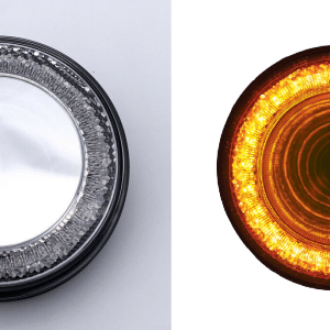 Pair 4" Round Amber LED/Clear Lens "MIRAGE" Parking Turn Signal Clearance Lights - GoodSpeedUSA