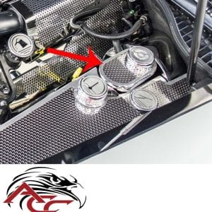 Master Cylinder Cover – 2004–2009 Cadillac XLR – Perforated Stainless Steel - GoodSpeedUSA