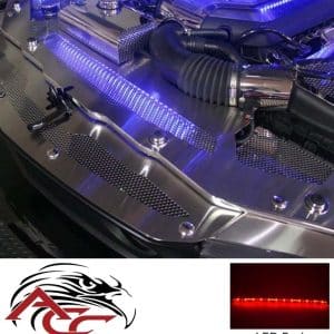 Radiator Cover LED Red – 2010–2012 Mustang GT – Perforated Stainless Steel - GoodSpeedUSA