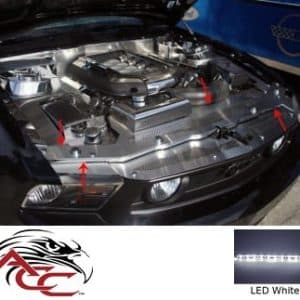Radiator Cover LED White – 2010–2012 Mustang GT – Perforated Stainless Steel - GoodSpeedUSA
