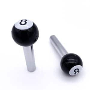 Pair Black 8 Ball Pool Door Lock Knobs Cars Trucks - SAE #10-32 Thread - GoodSpeedUSA