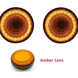 Pair 4" Round Amber LED/Amber Lens "MIRAGE" Parking Turn Signal Clearance Lights - GoodSpeedUSA