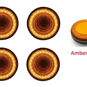 (Set/4) 4" Amber LED/Amber Lens "MIRAGE" Parking Turn Signal Clearance Lights - GoodSpeedUSA