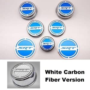 White Carbon Fiber Fluid Cap & Tower Covers For 2011-2019 Dodge Challenger 6.4L - GoodSpeedUSA