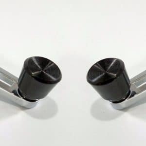 Pair 1961-64 Chevy Chrome Window Crank Handles Double Arm Black Knobs - GoodSpeedUSA