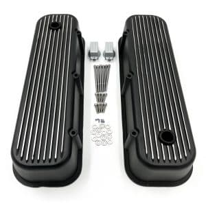 Pair Black Tall Finned Aluminum Valve Covers For BBC 396 402 427 454 502 - GoodSpeedUSA
