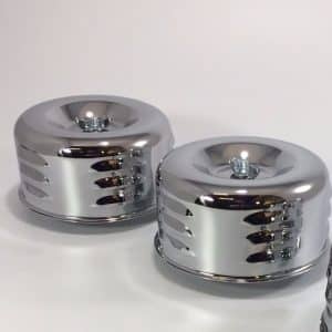 Pair (2) Chrome Louvered Air Cleaner Assembly 1 2 BBL Barrel Carburetor Hot Rod - GoodSpeedUSA