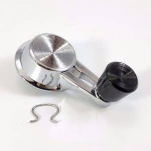 1961-64 Chevy Chrome Vent Window Crank Handle Double Arm Black Knob - GoodSpeedUSA