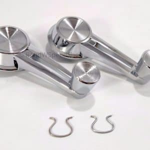 Pair 1961-66 Chevy Chrome Door Window Crank Handles Double Arm Chrome Knobs - GoodSpeedUSA