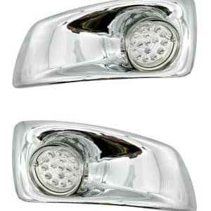 LH & RH Fog Light Lamp Bezel w/ Amber LED Clear Lens For 2007-2017 Kenworth T660 - GoodSpeedUSA