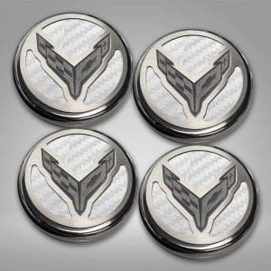 2020-2024 C8 CORVETTE White CARBON FIBER Coupe Engine Fluid CAP COVER SET 4PC - GoodSpeedUSA