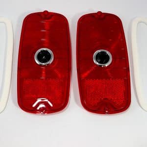 Pair 60-66 Chevy GMC Fleetside Truck Blue Dot Tail Light Lenses Guidex & Gaskets - GoodSpeedUSA