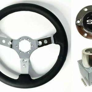 14" Chrome 3 Spoke Steering Wheel, White SS Horn, 1969-1994 Chevy Cars - GoodSpeedUSA