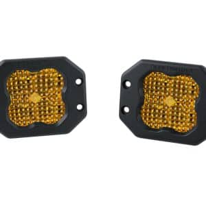 Diode Dynamics Pair SS3 SAE Flood Yellow Sport LED Pod Lights - Amber Backlight - GoodSpeedUSA