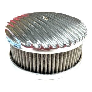Polished 1 Barrel BBL Finned Aluminum Air Cleaner For 2-1/4" Carb (Show Quality) - GoodSpeedUSA